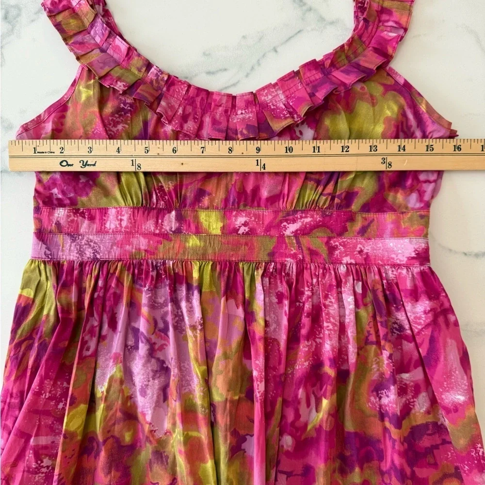 Floral Pink and Green Fit and Flare Sundress 6P